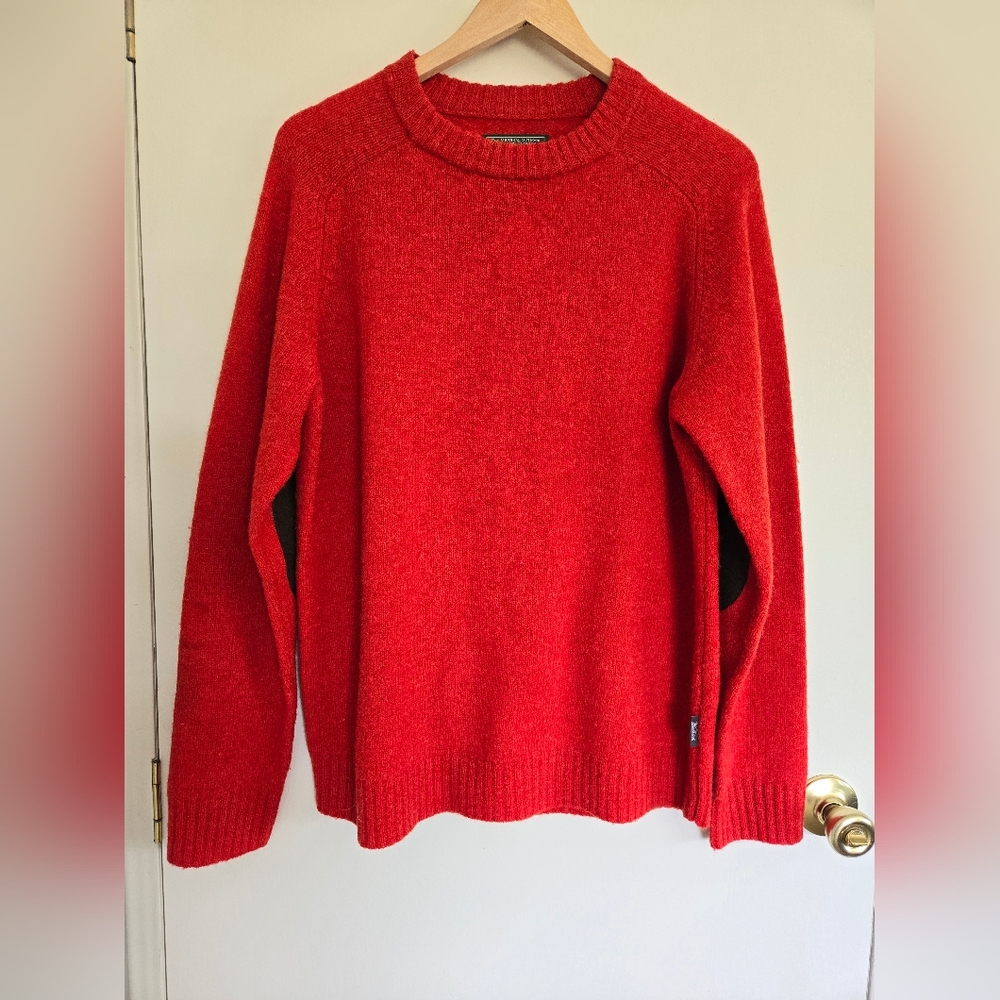 Woolrich Sweater Men's L Red With Brown Elbow Patch